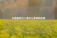 失信被执行人有什么影响和后果